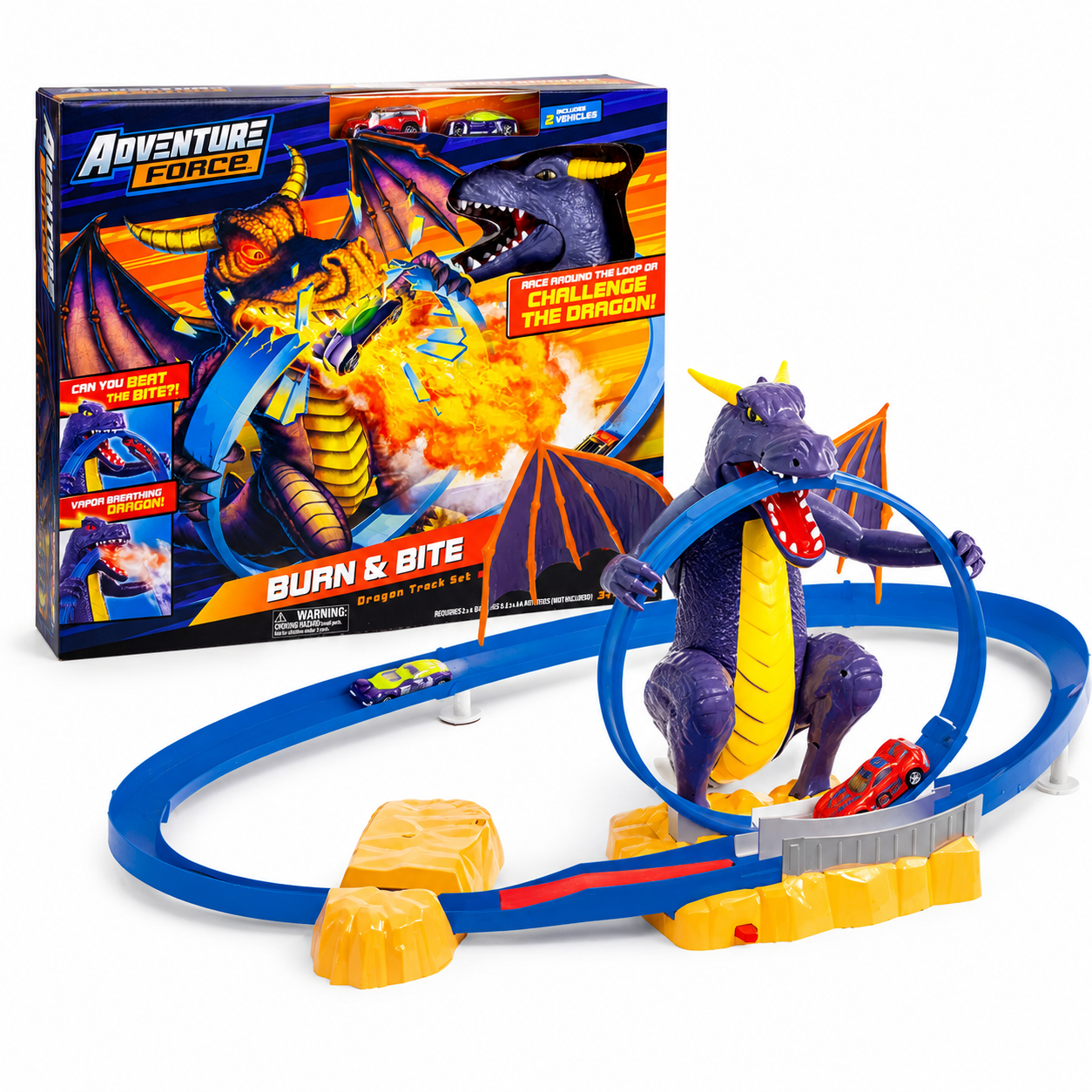 Adventure Force Burn and Bite dragon race track set retail box for kids age 3+ in Kuwait